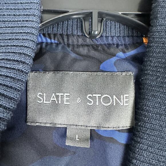 Slate & Stone Jacket Mens Large Blue Camo Bomber Nylon Lightweight Zip Up - Picture 4 of 11